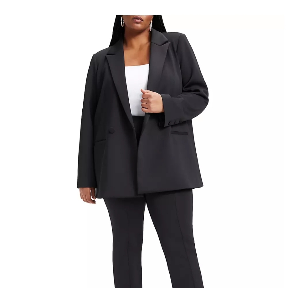 Good American Shiny Scuba Blazer